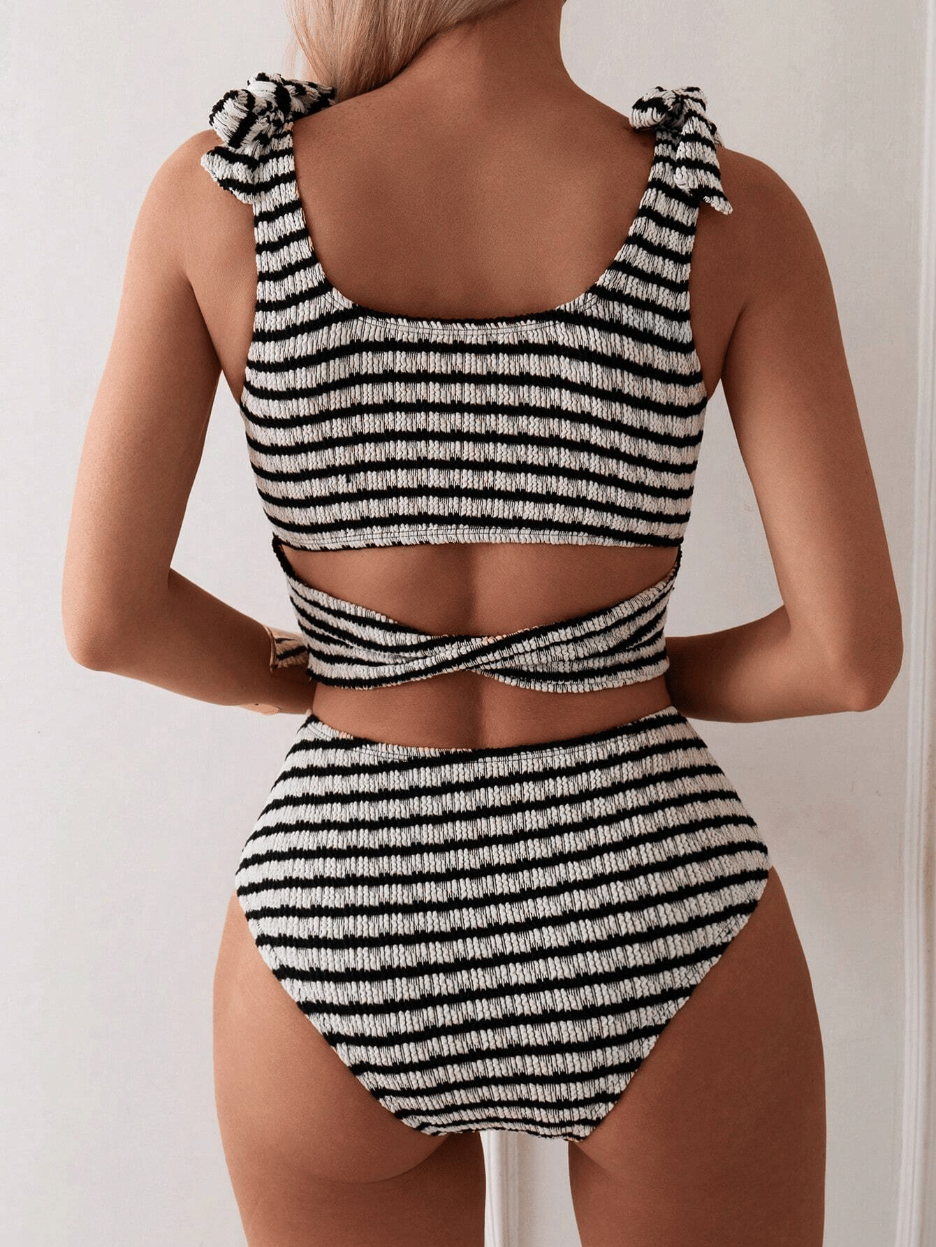 Women's two-piece striped swimsuit