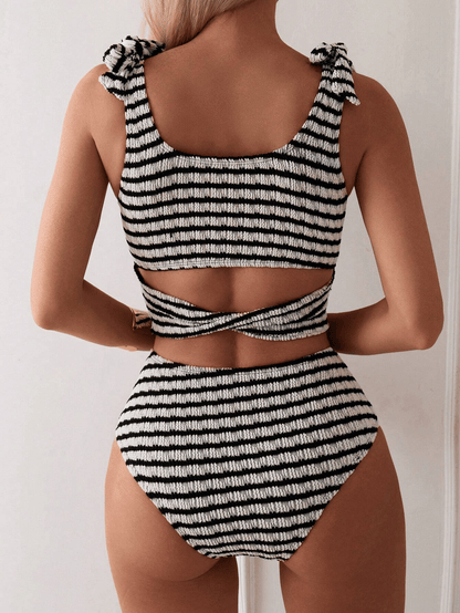 Women's two-piece striped swimsuit
