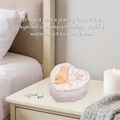 I Love You Heart Jewelry Box, Resin Hand Holding Trinket Box for Women, Mother's Day Birthday Gift, March Birthday Gifts for Women, Valentine's Day Keepsake
