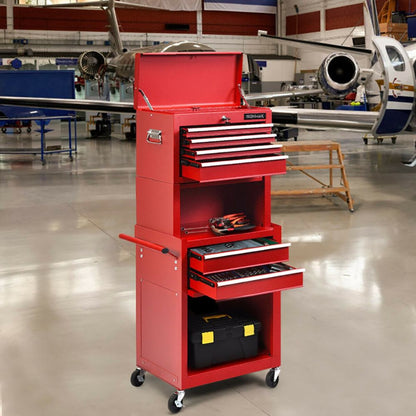 2-in-1 Rolling Tool Chest with 5 Sliding Lockable Drawers