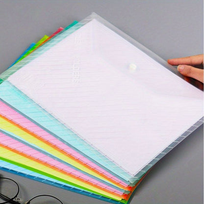 5 Pcs/10 Pcs A4 Transparent Plastic Envelope File Bag, A4 Transparent File Bag, Document Data Storage Bag With Snap Button, For Office Data Storage, Document Stationery Tools Organizing Sorting