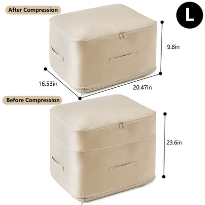 Large Foldable Storage Bag For Comforter Quilt Blanket Clothes Pillows Beddings Self Compression Organizer For Duvet Closet Storage Containers With Dual Zippers