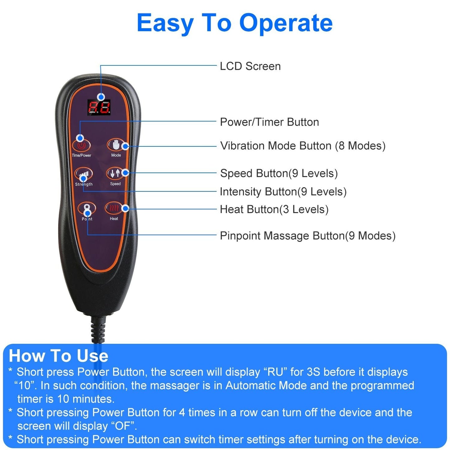 Full Body Massage Chair Pad with Heat Multifunctional Back Massager with Pinpoint Massage Vibration Timer for Home Office Car Use