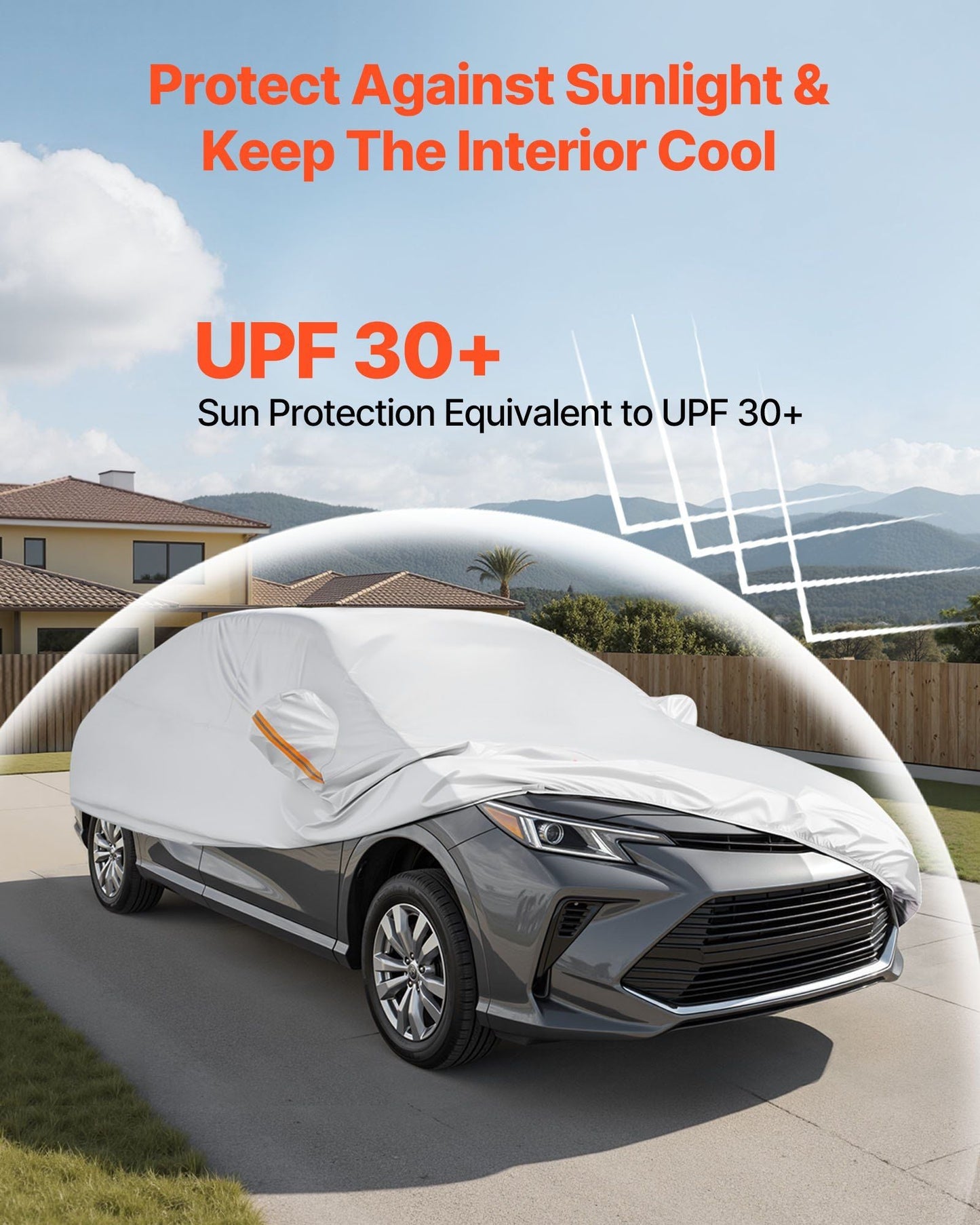 VEVOR Car Cover, Car Cover Waterproof for Toyota Camry Mid Size Sedan, Custom-fit All Weather Sun Rain Wind Frost Dust Snow Protection Full Exterior Covers with Door Zipper and Cotton Lining, Silver