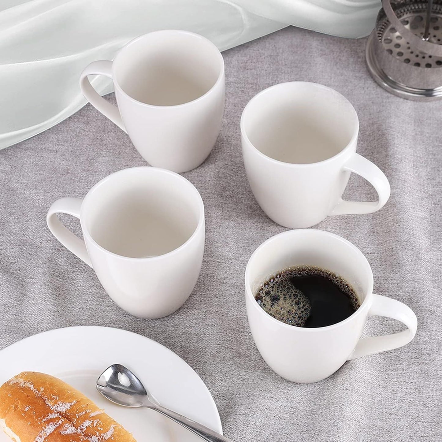 White Coffee Mugs Set of 4, 16 Ounce Mug with Handles, Ceramic Coffee Cups, Porcelain Mugs Sets, Large Coffee Mugs for Coffee, Tea, Hot Cocoa, Milk, Microwave and Dishwasher Safe