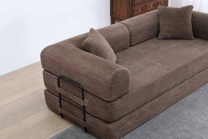 Foldable Sofa Bed, 77.9'' Folding Floor Couch, Compressed Convertable Sleeper Sofa, Memory Foam Couch with Pillow Back Support Armrest, 4-in-1 Futon Sofa Bed for Living Room, Army green