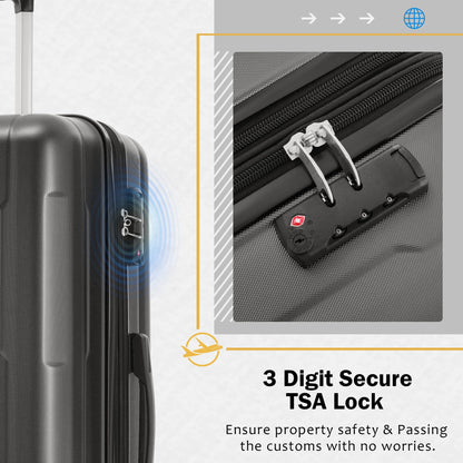 2 Piece Luggage Set with Bags Expanable Spinner Wheels ABS Lightweight Suitcase with TSA Lock 20inch+28inch