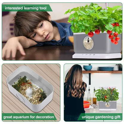Blue/Grey/Black Home Smart Hydroponics System 6 Pods Indoor Vegetable Herb Flower Garden Kit Mini Aquarium Box with Led Grow Light