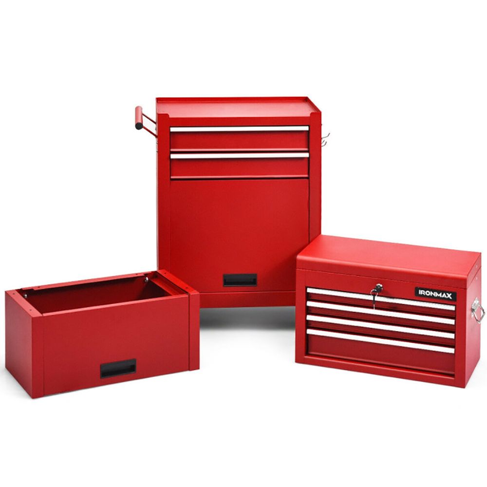 2-in-1 Rolling Tool Chest with 5 Sliding Lockable Drawers