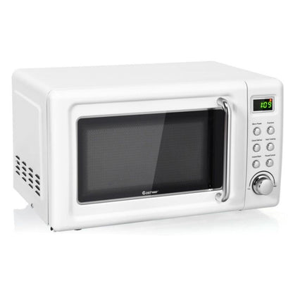 700W Retro Countertop Microwave Oven with 5 Micro Power and Auto Cooking Function