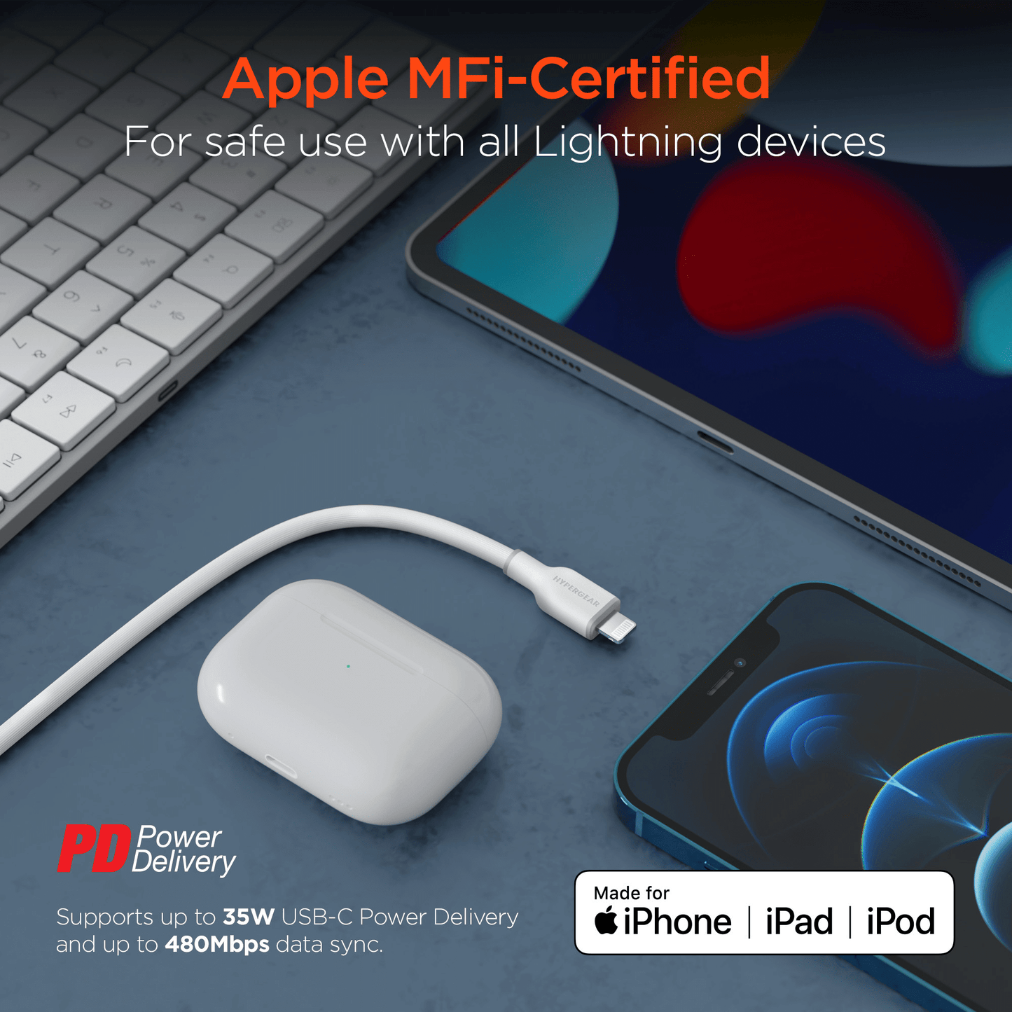 HyperGear Flexi PRO USB-C to Lightning Cable 10ft