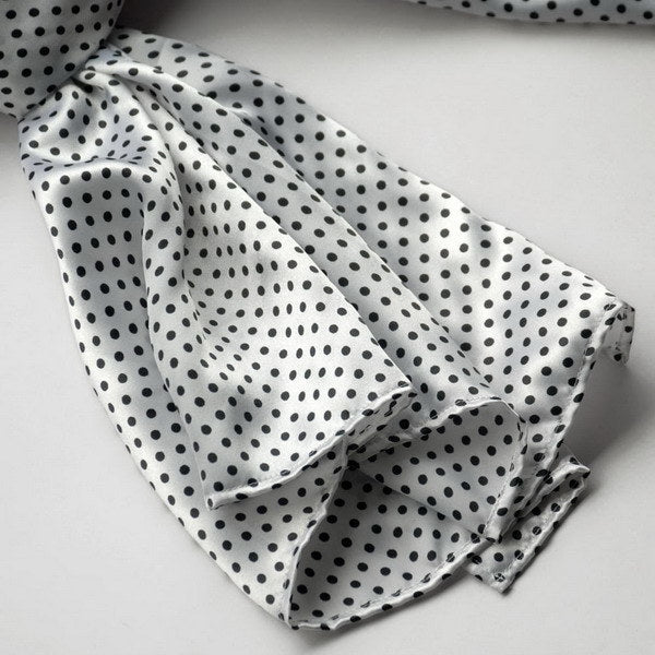 Blando White Background Small Cute Black Dot Design Soft Silk Scarf/Wrap/Shawl(Large)