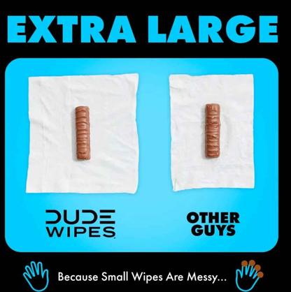 DUDE Wipes XL Flushable Wipes – Extra Large, Unscented, Septic Safe