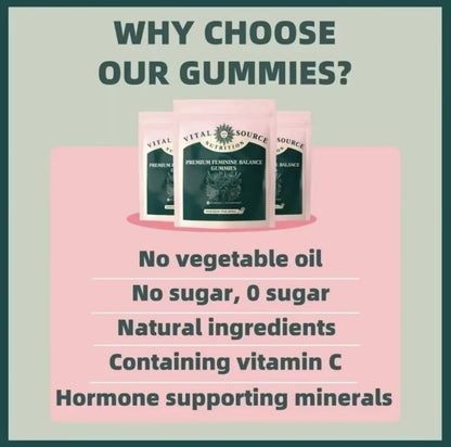 Vital Source Nutrition - Premium Feminine Balance Gummies - for Women’s Health & Wellness - Immune Support - Vegan, Gluten-Free & Halal - Hawaiian Pineapple - 60 Gummies - 30 Servings