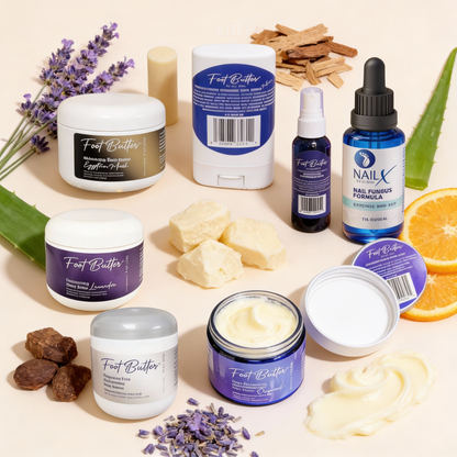Ultimate Foot & Body Care Bundle – Foot Butter Creams, Body Butter, Heel Balm, Cooling Spray, Nail Repair & Bath Soap