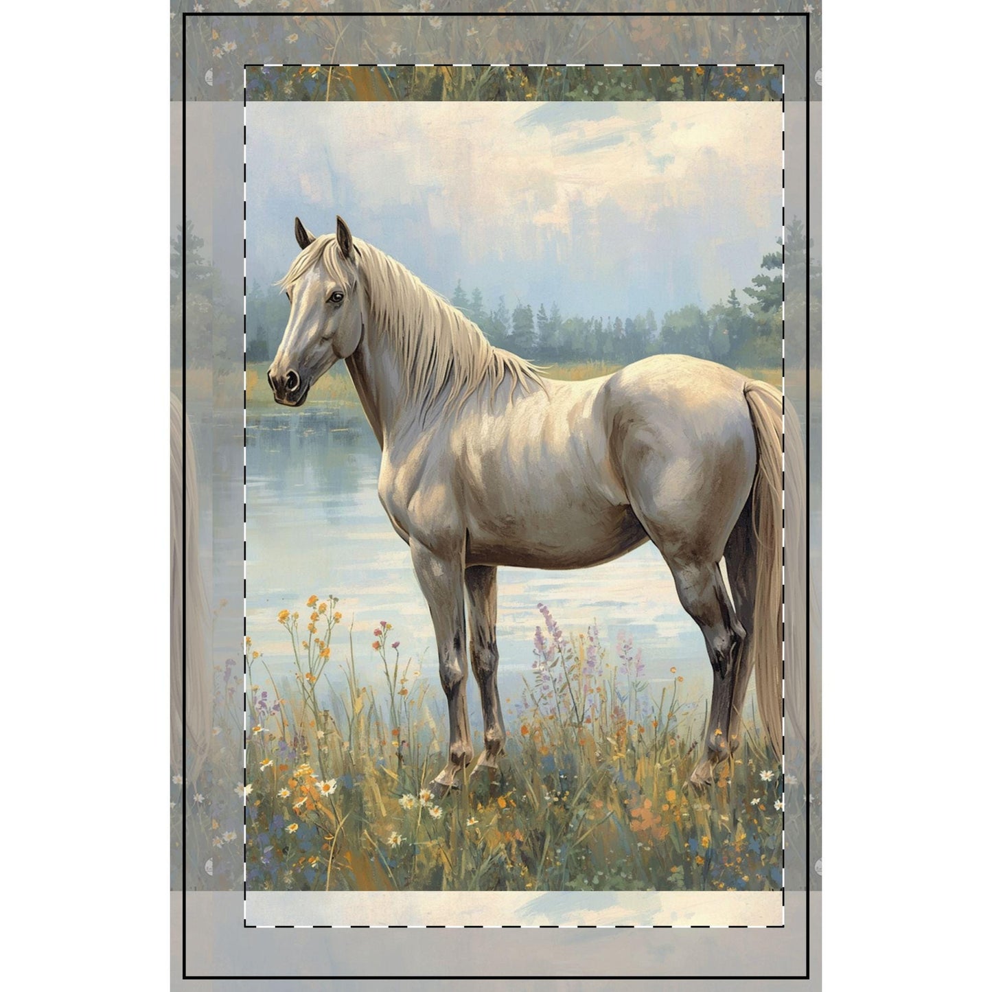 White Horse Painting Spiral Notebook | Dotted Journal, Meadow Lake Horse Art
