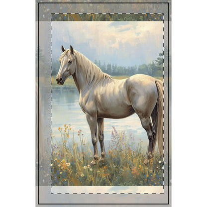 White Horse Painting Spiral Notebook | Dotted Journal, Meadow Lake Horse Art