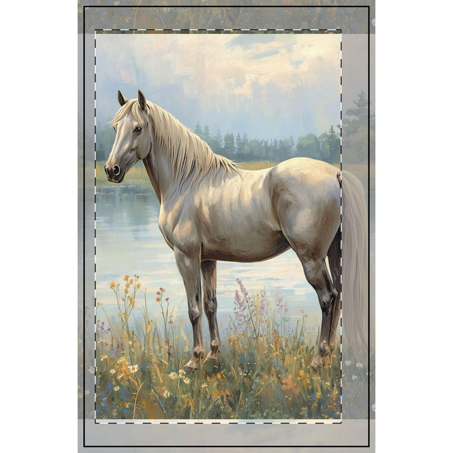 White Horse Painting Spiral Notebook | Dotted Journal, Meadow Lake Horse Art