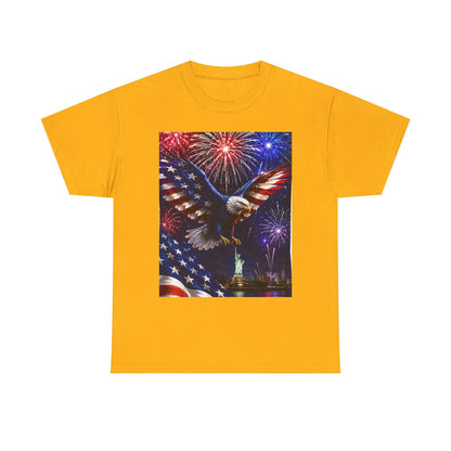 American Flag Eagle with Fireworks T-Shirt | Statue of Liberty 4th of July