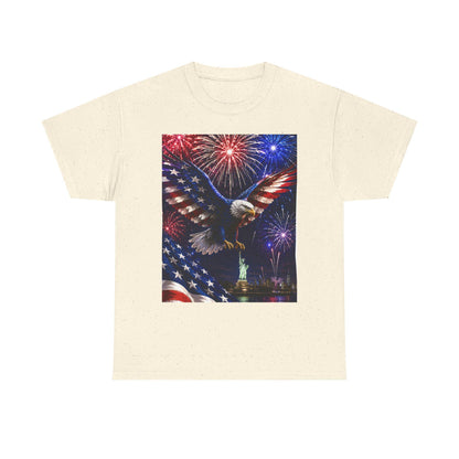 American Flag Eagle with Fireworks T-Shirt | Statue of Liberty 4th of July