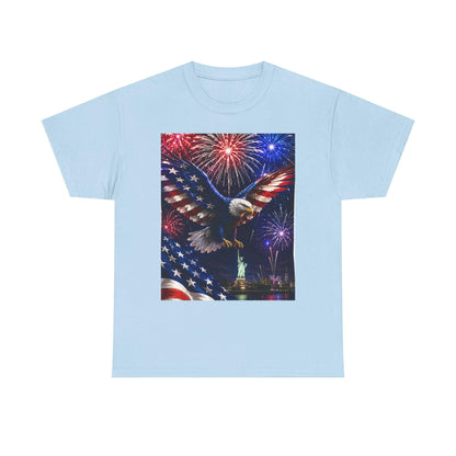 American Flag Eagle with Fireworks T-Shirt | Statue of Liberty 4th of July