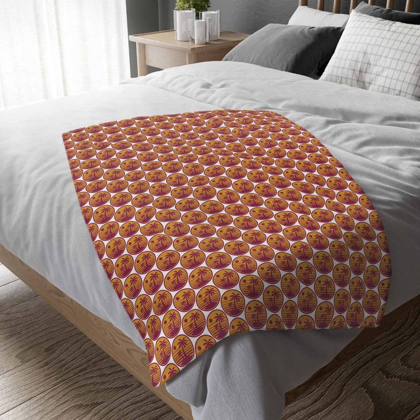 Celestial Pumpkin Pattern Blanket  Cozy Halloween Velveteen Throw