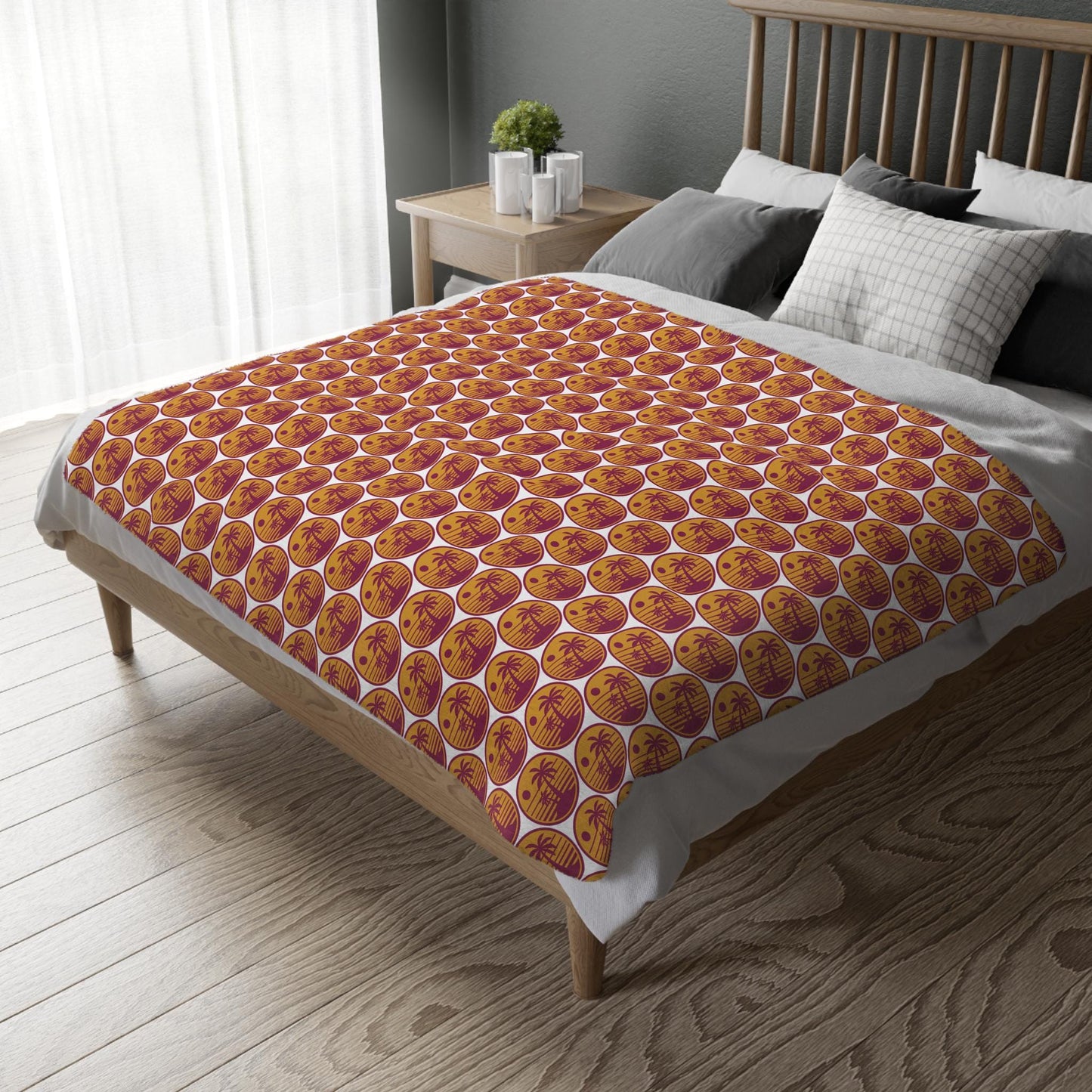 Celestial Pumpkin Pattern Blanket  Cozy Halloween Velveteen Throw