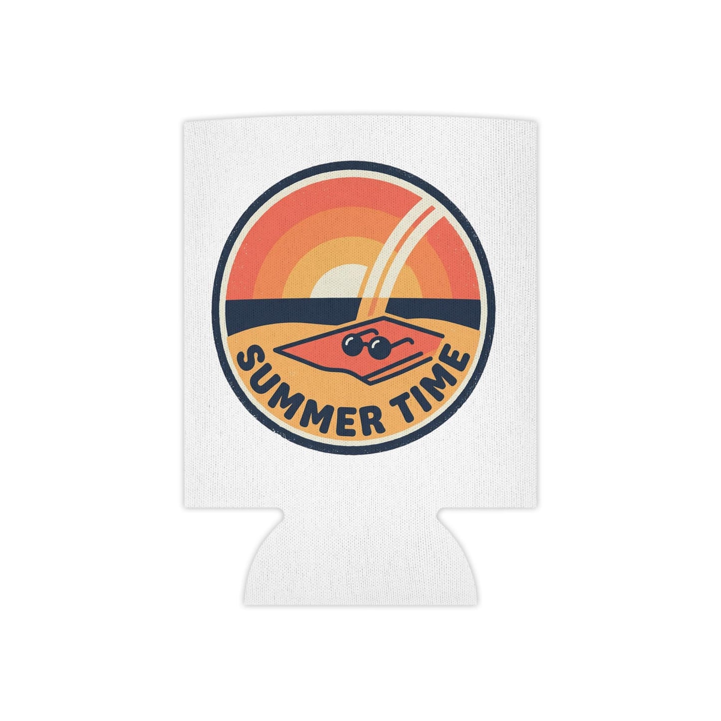Can Cooler  'Summer Time' Retro Sunset Pool Float Can Koozie