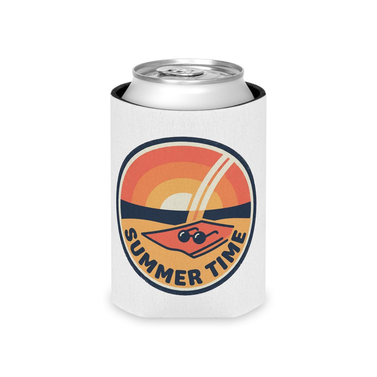 Can Cooler  'Summer Time' Retro Sunset Pool Float Can Koozie
