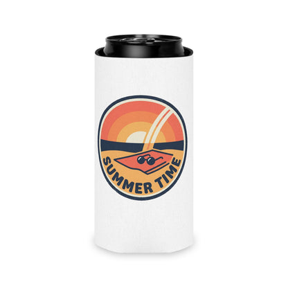 Can Cooler  'Summer Time' Retro Sunset Pool Float Can Koozie