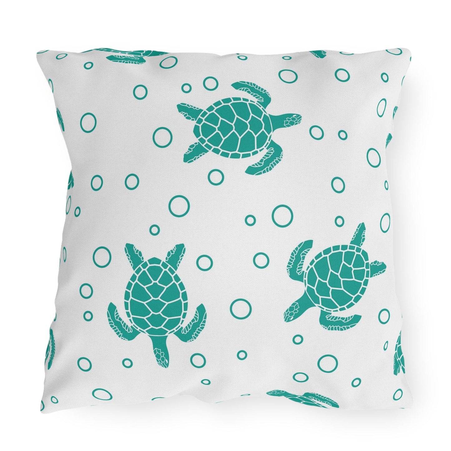 Sea Turtle Outdoor Pillow Teal Nautical Patio Cushion