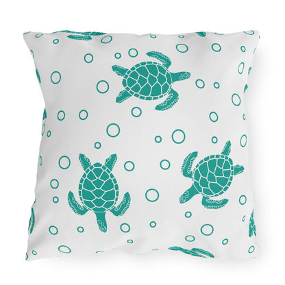 Sea Turtle Outdoor Pillow Teal Nautical Patio Cushion