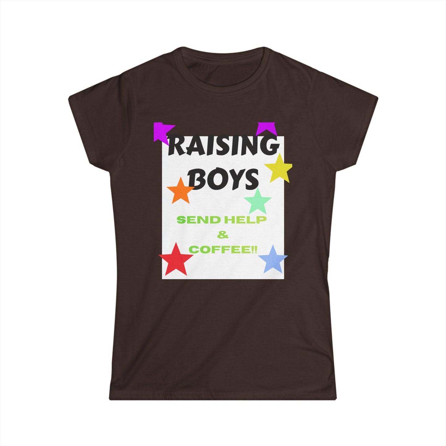 Raising Boys Send Help & Coffee Tee | Funny Parenting Shirt