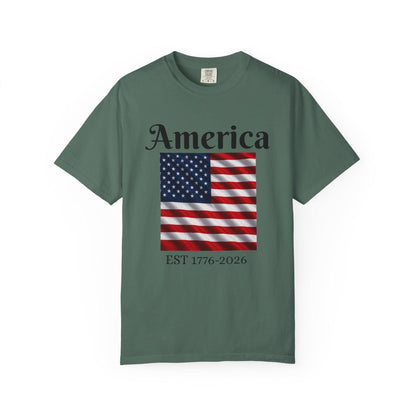 America Flag EST 1776-2026 T-Shirt | 250 Years Eagle Back Graphic