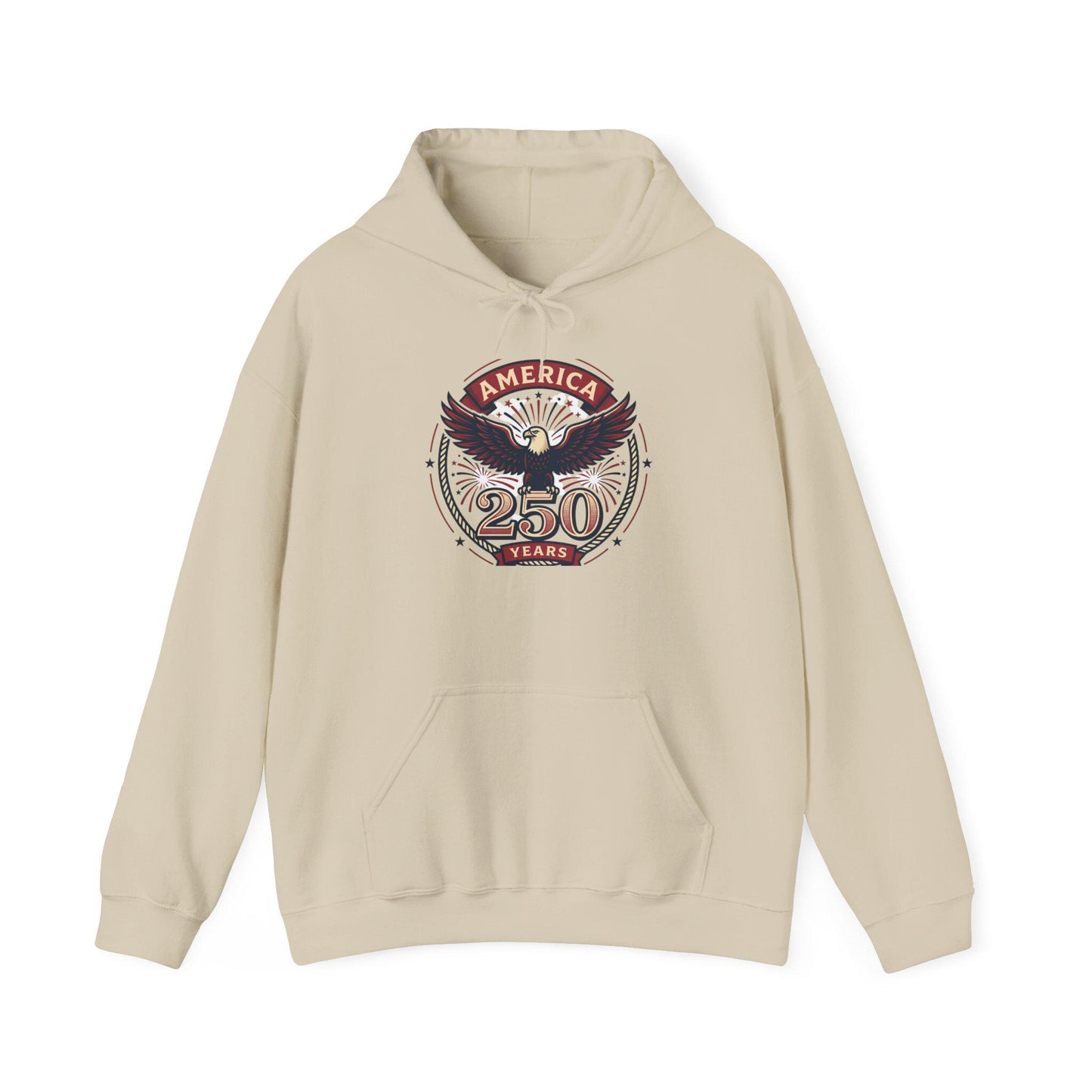 America 250 Years Eagle Graphic Hoodie | Fireworks Backprint