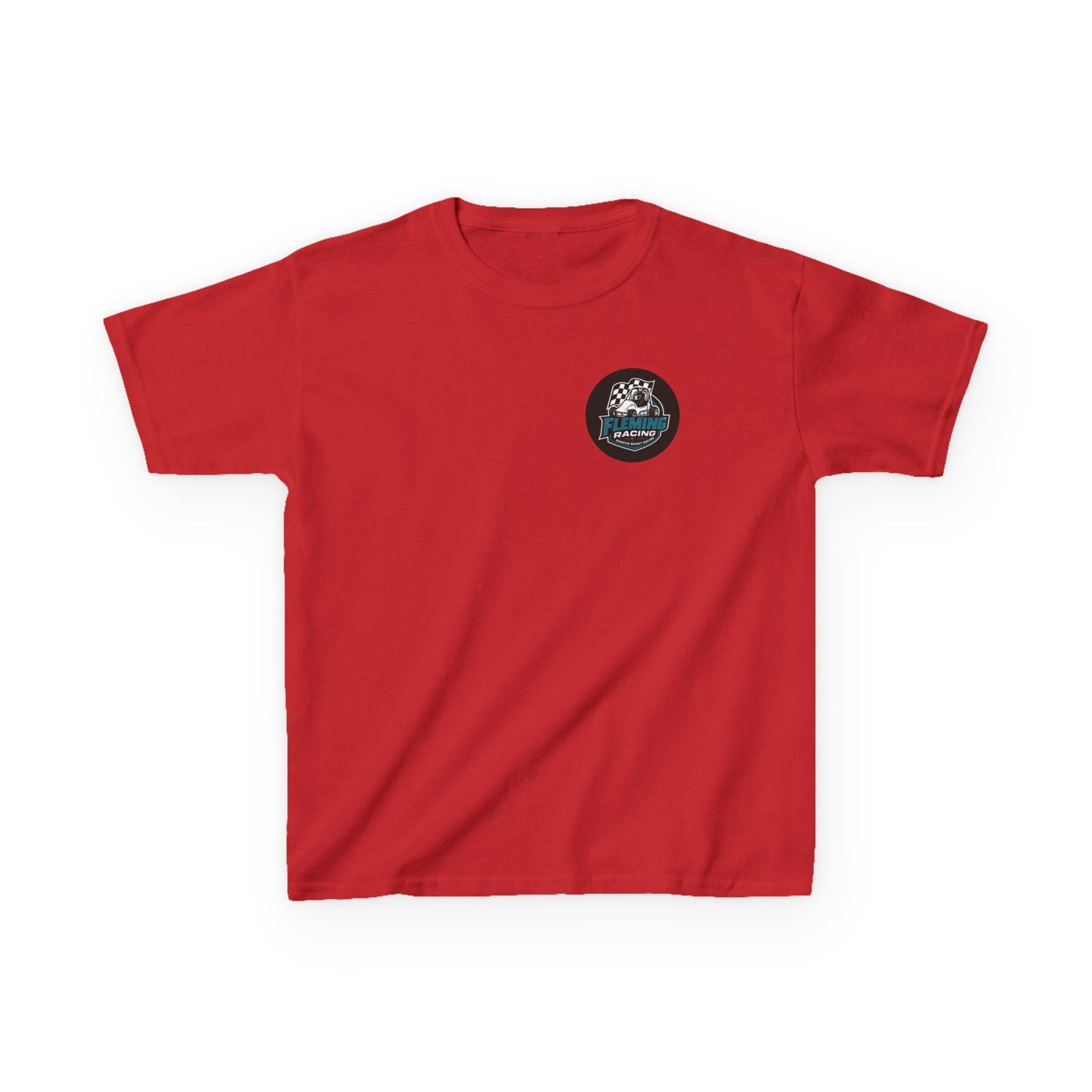 Fleming Racing Logo Kids Tee | Race Car Checkered Flag