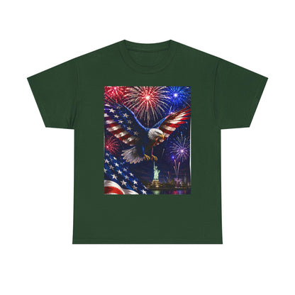 American Flag Eagle with Fireworks T-Shirt | Statue of Liberty 4th of July