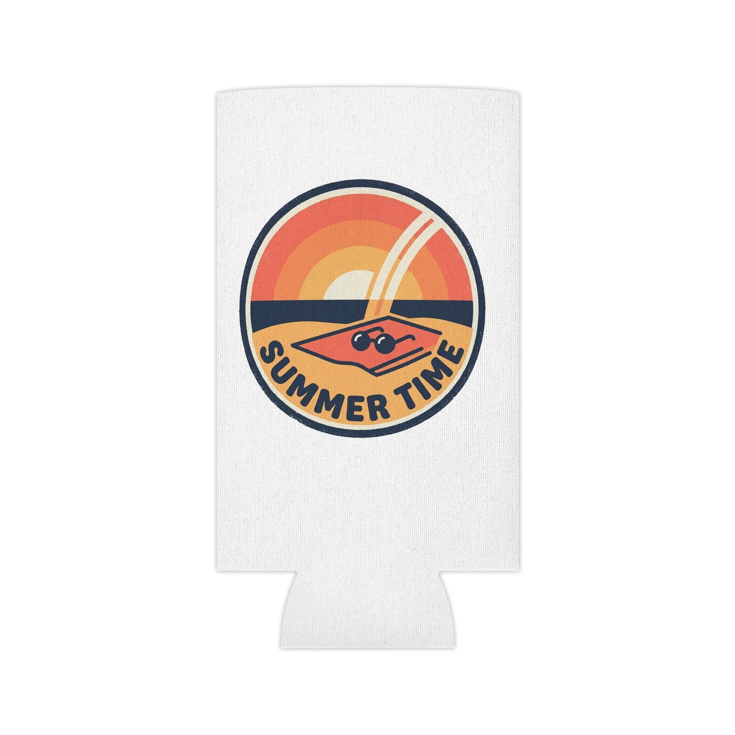 Can Cooler  'Summer Time' Retro Sunset Pool Float Can Koozie
