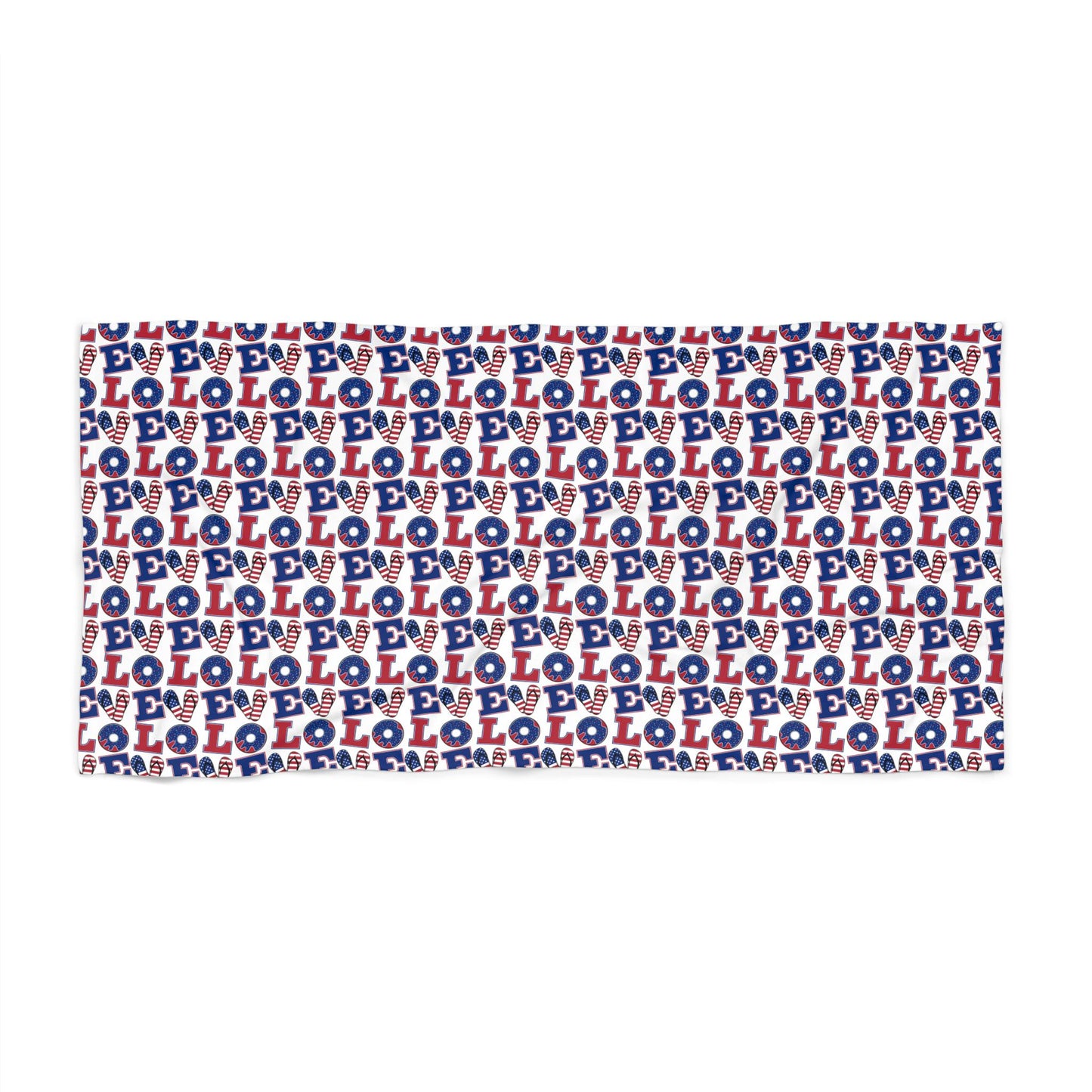 LOL Pattern Beach Towel Fun Red, White Blue Novelty Towel