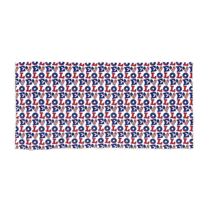 LOL Pattern Beach Towel Fun Red, White Blue Novelty Towel