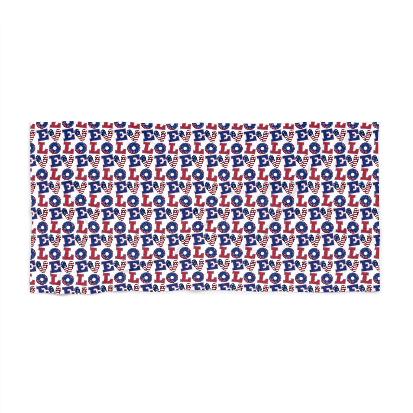 LOL Pattern Beach Towel Fun Red, White Blue Novelty Towel