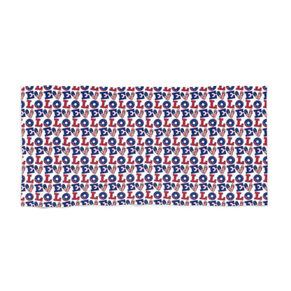 LOL Pattern Beach Towel Fun Red, White Blue Novelty Towel