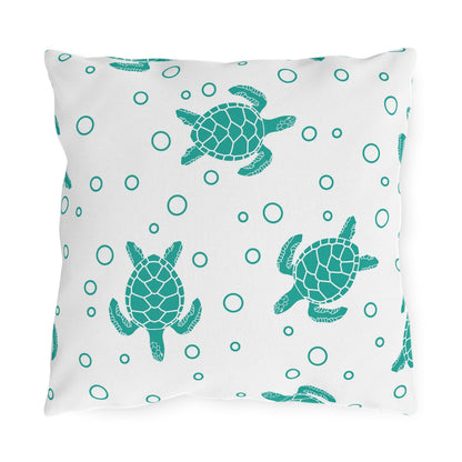 Sea Turtle Outdoor Pillow Teal Nautical Patio Cushion