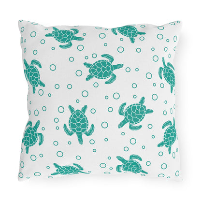 Sea Turtle Outdoor Pillow Teal Nautical Patio Cushion