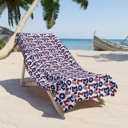 LOL Pattern Beach Towel Fun Red, White Blue Novelty Towel
