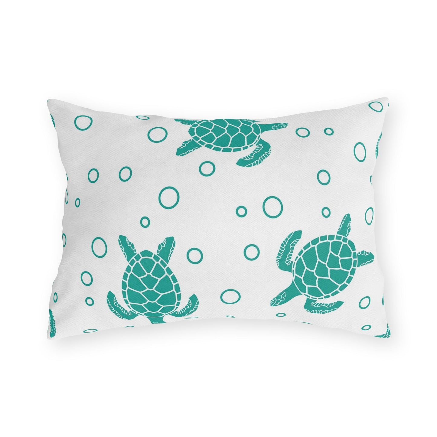 Sea Turtle Outdoor Pillow Teal Nautical Patio Cushion