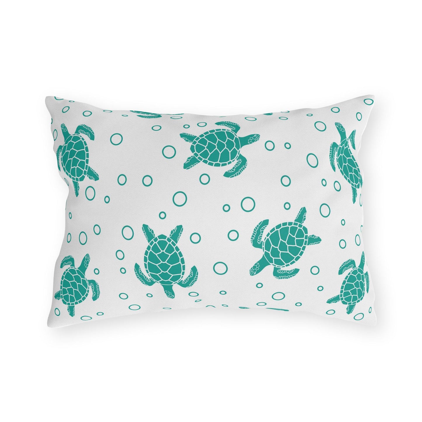 Sea Turtle Outdoor Pillow Teal Nautical Patio Cushion
