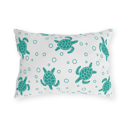 Sea Turtle Outdoor Pillow Teal Nautical Patio Cushion