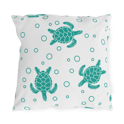 Sea Turtle Outdoor Pillow Teal Nautical Patio Cushion