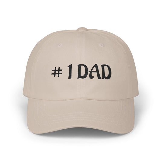 1 Dad Embroidered Dad Cap | White Baseball Hat